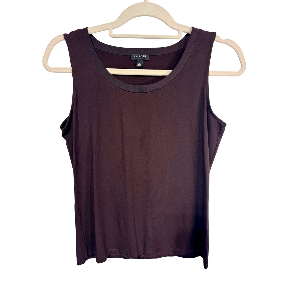 Talbots SP Small Petite Brown Tank Top Women's Layering Sleeveless Scoop Neck